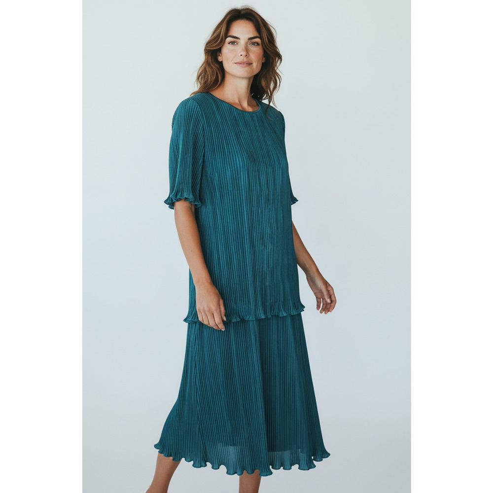 Patra Womens Dress Sz 4P Green Short Sleeve Loose Stretch‎ Party Casual Cocktail